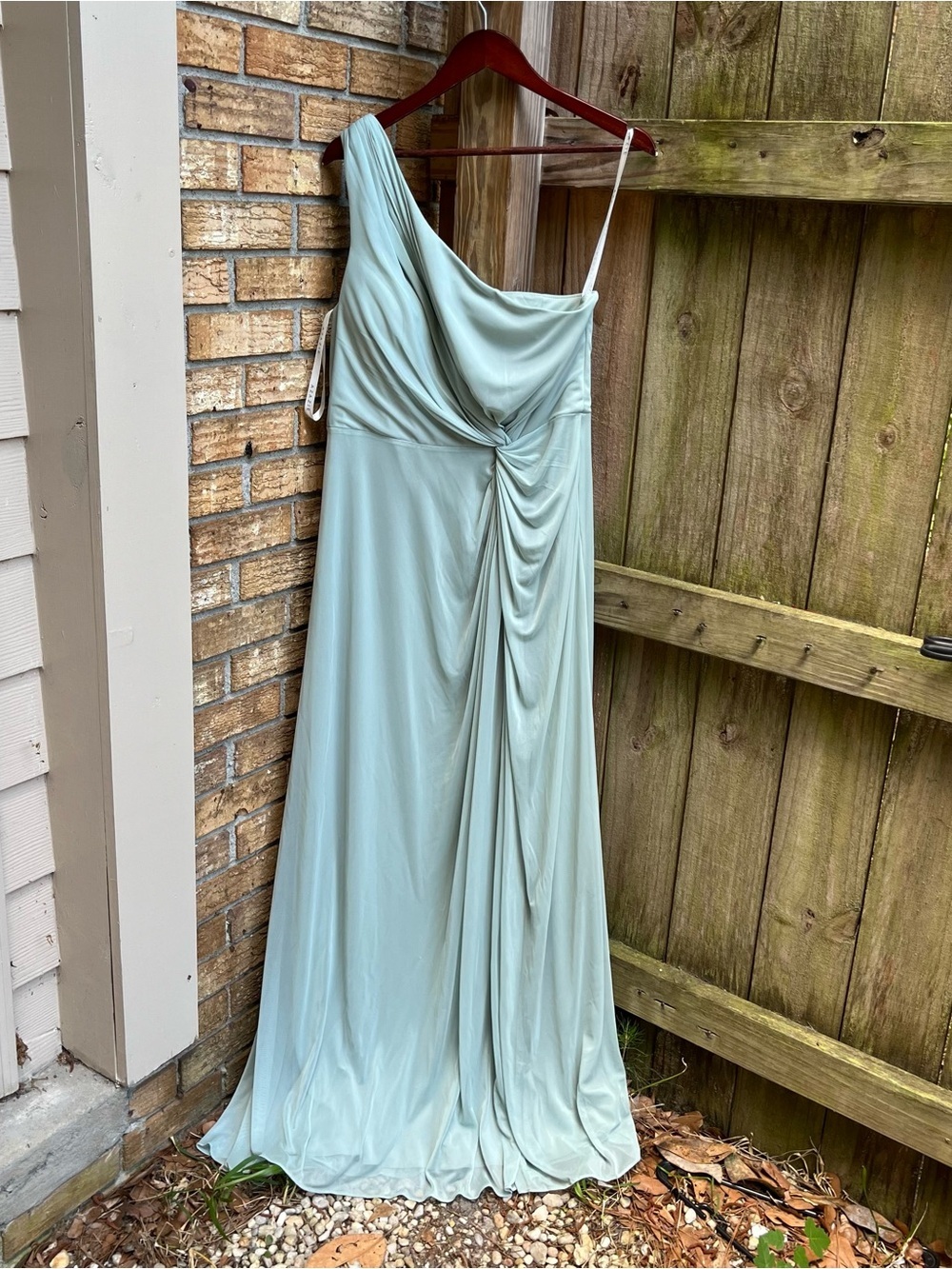 Azazie Brooke One-Shoulder Agave Green Maxi Formal Dress
